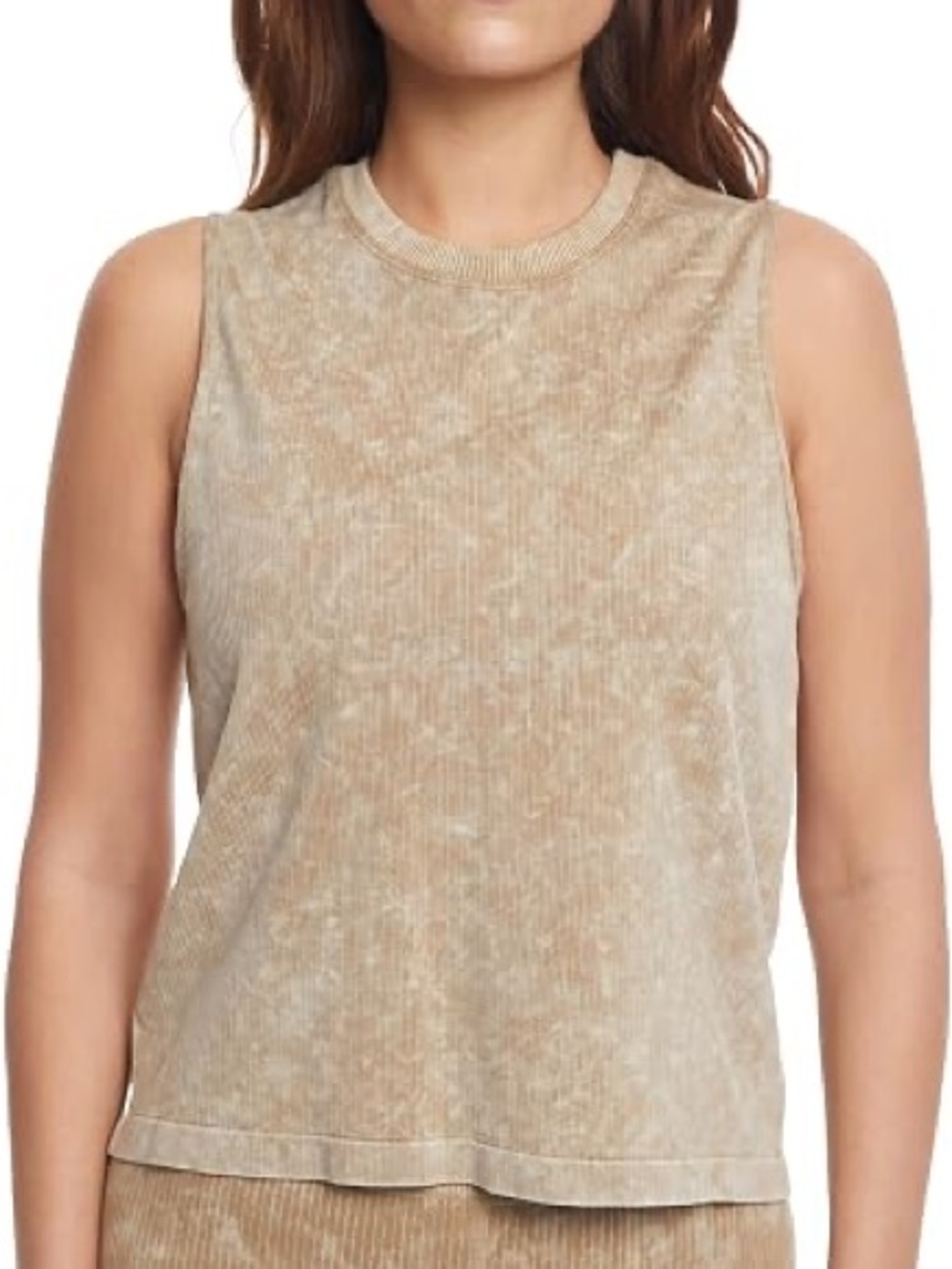 Sage Collective On the Go Ribbed Tank Top Tan Size Small